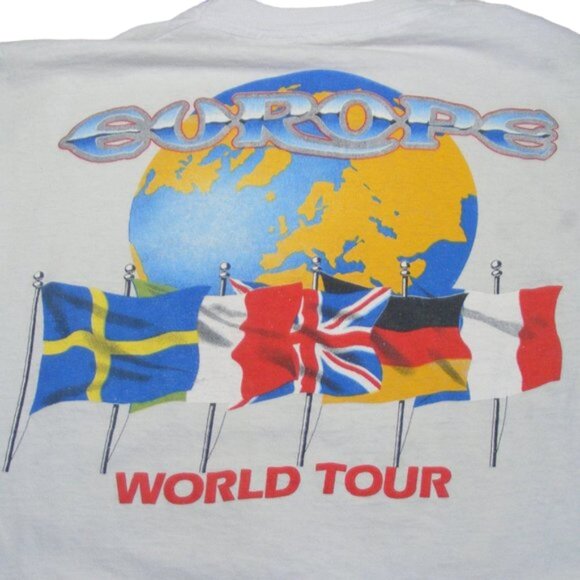 EUROPE Concert Tshirt L Off-White, Band photo, 1987, Short sleeves, VINTAGE - Picture 6 of 11